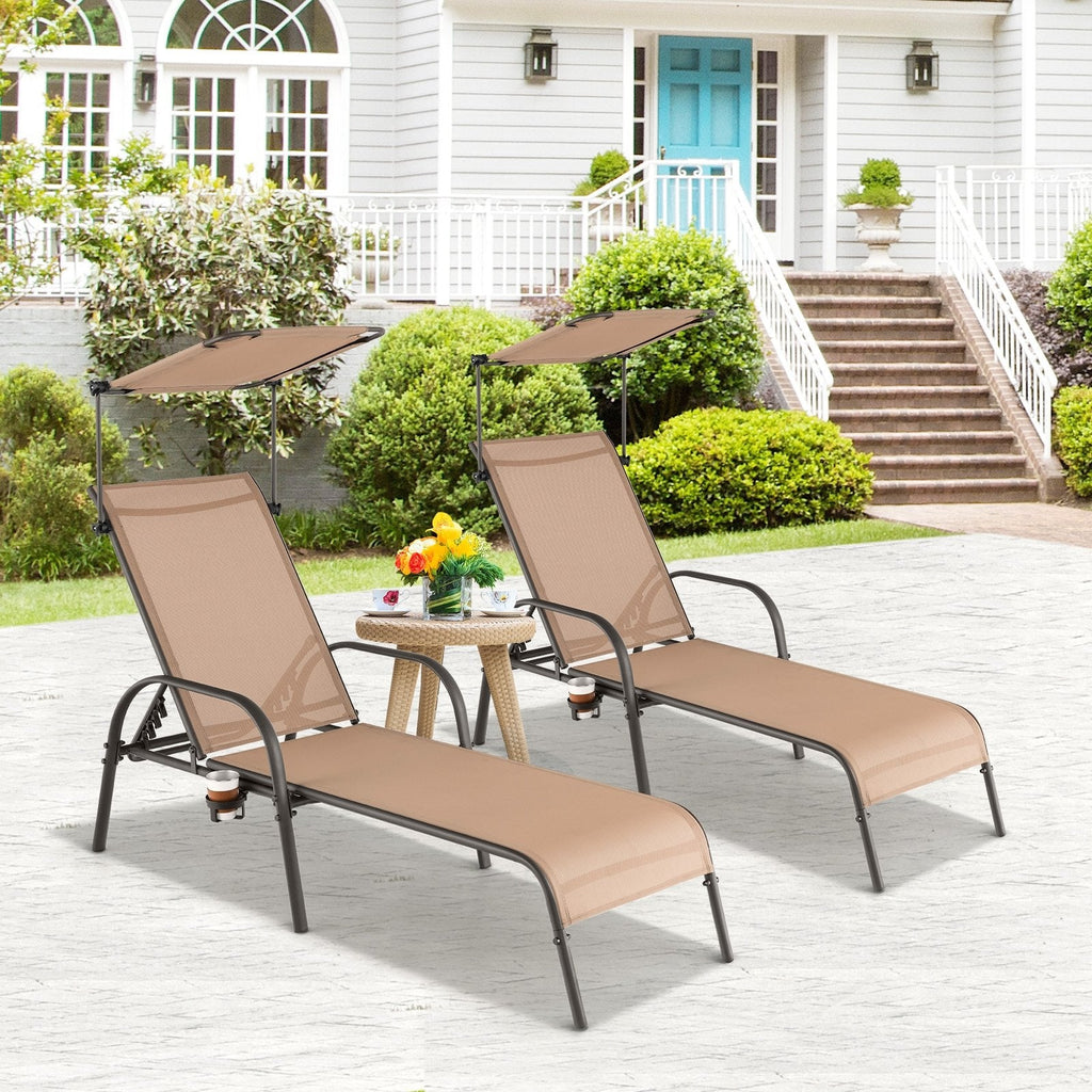 Chaise Lounge with Rotating Canopy, Hidden Cup Holder and 5 Level Backrest