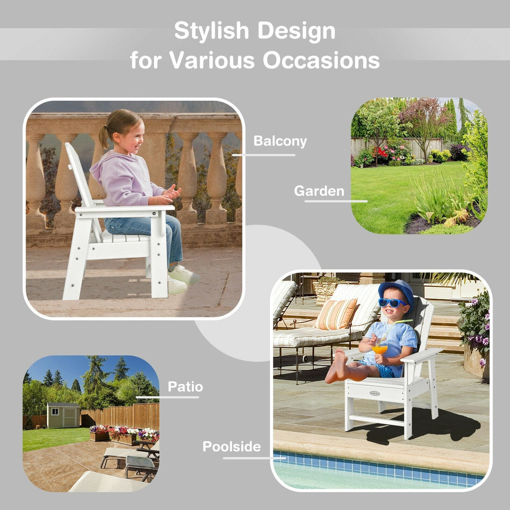 Patio Kids' Adirondack Chair with Ergonomic Backrest-White