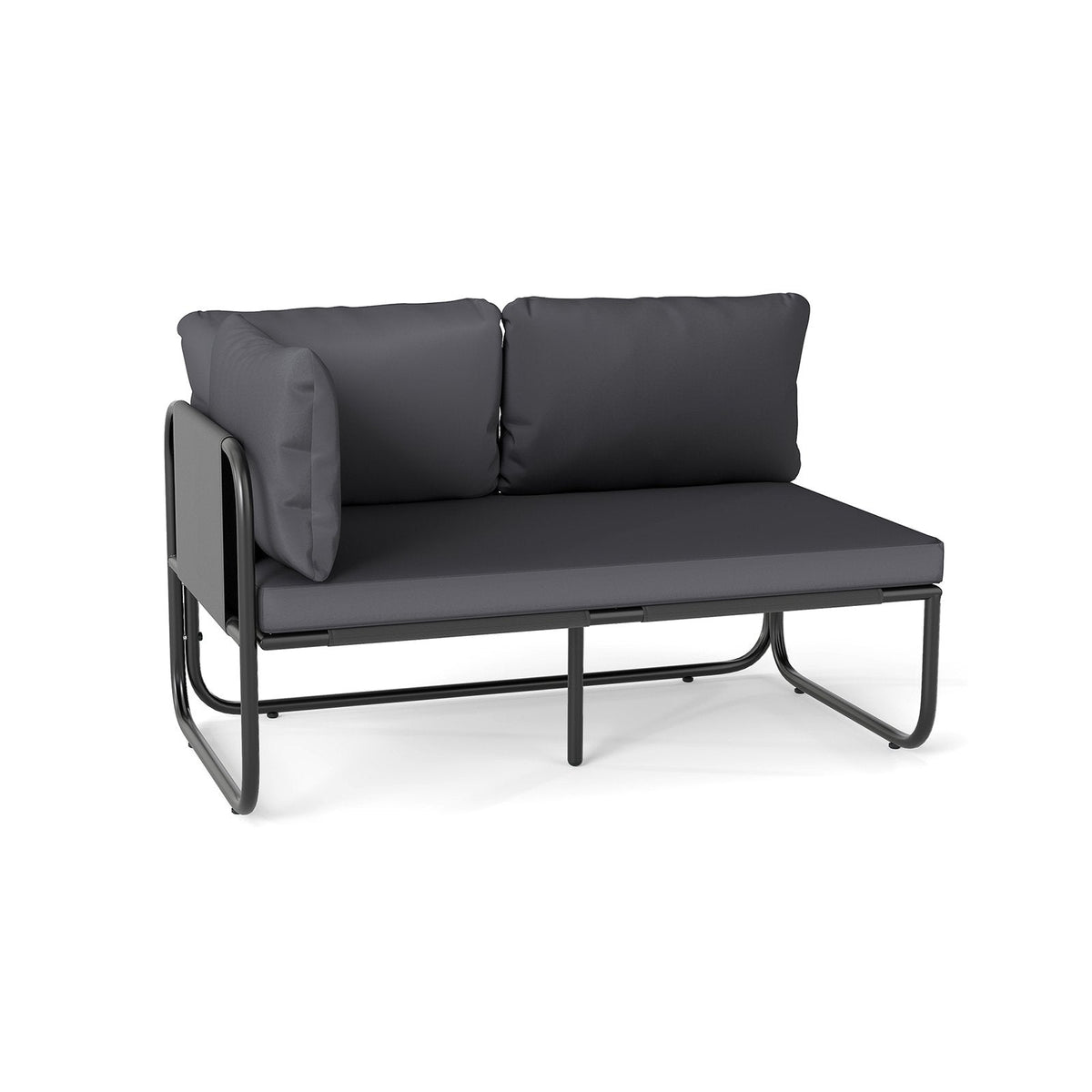 Patio Loveseat Sofa Couch with Removable Pillows and Seat Cushion-Gray