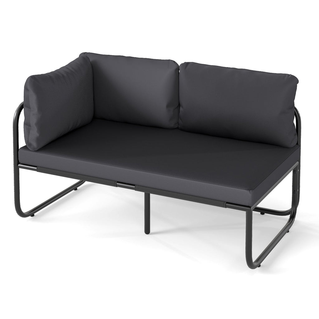 Patio Loveseat Sofa Couch with Removable Pillows and Seat Cushion-Gray