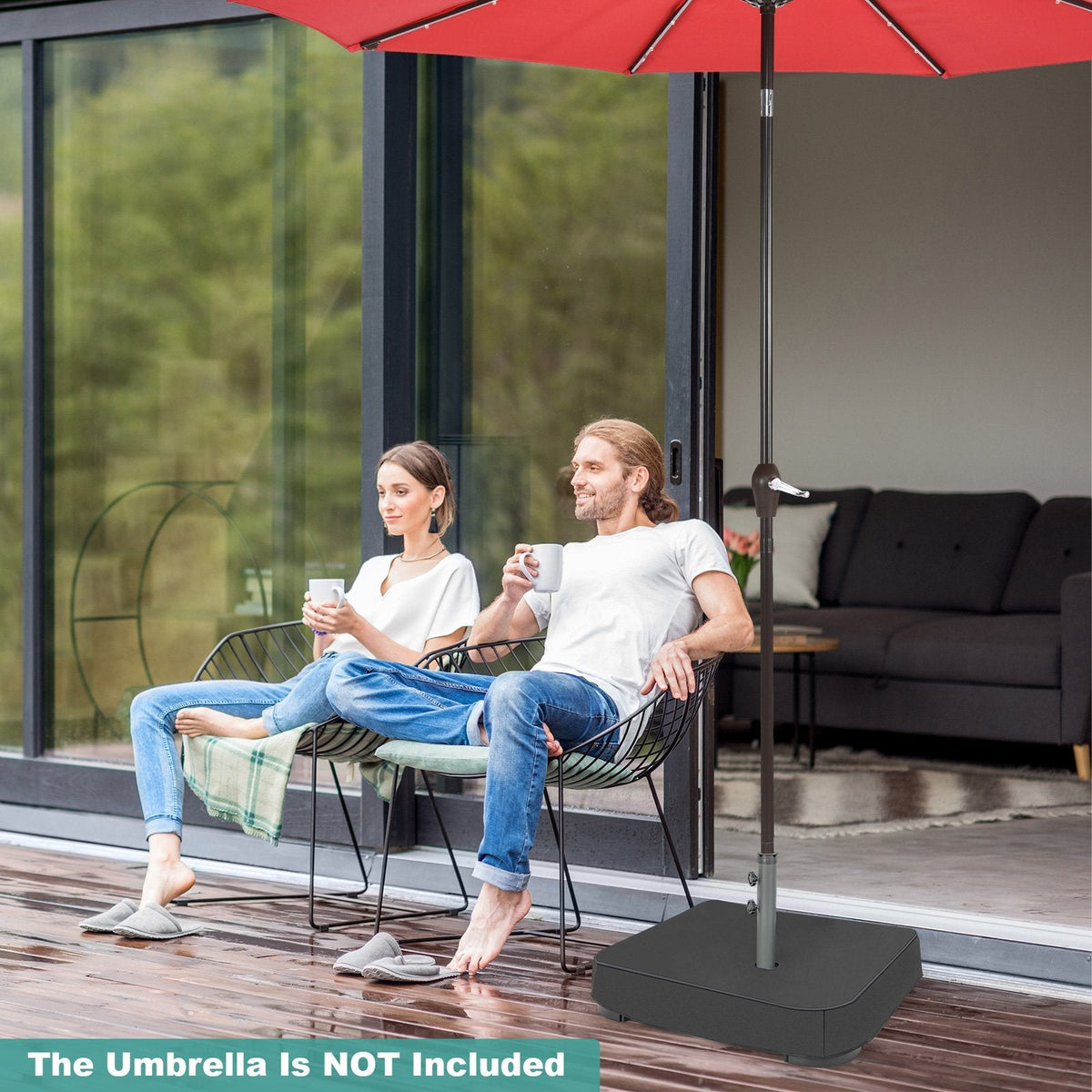 Fillable Umbrella Base with 2 Sandbags and Dust-proof Cover