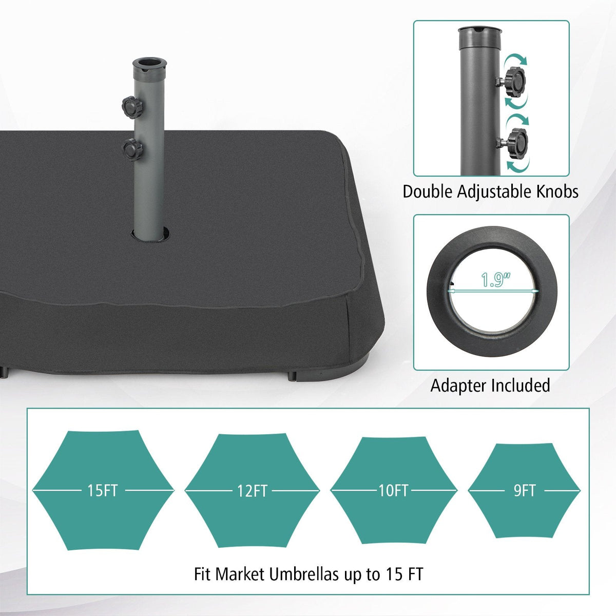 Fillable Umbrella Base with 2 Sandbags and Dust-proof Cover