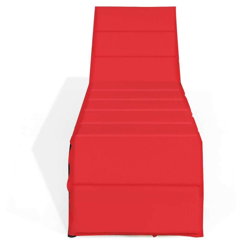 Rattan Chaise Lounger with 2.5 in Cushion and 700 lb Capacity, 85 in, Red