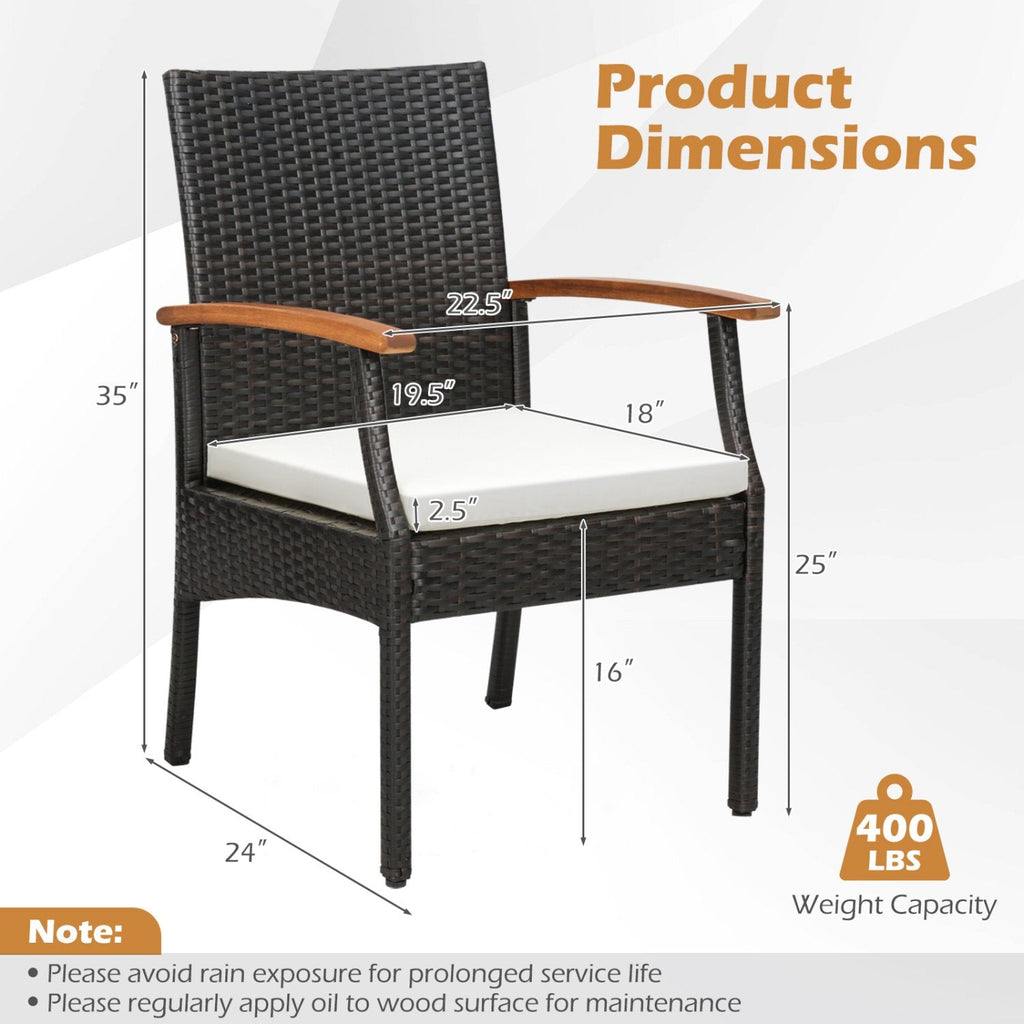 Patio Dining Chair with Soft Zippered Cushion-Set of 2