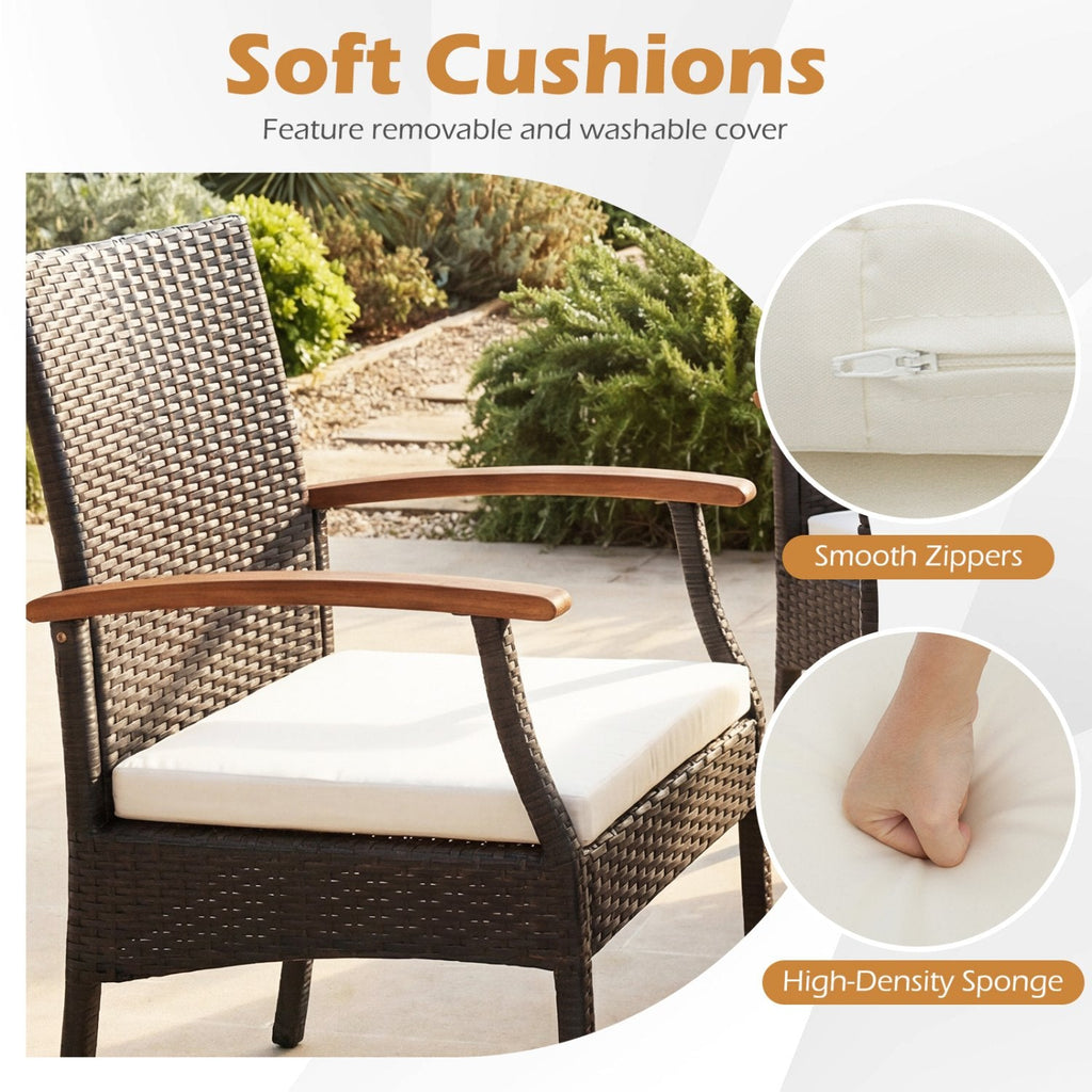 Patio Dining Chair with Soft Zippered Cushion-Set of 2