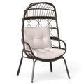 Wicker Egg Lounge Chair with Seat and Back Cushions, 400 lb Capacity, Brown