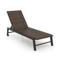 PE Wicker Chaise Lounge on Wheels with 4 Level Backrest, 400 lb Capacity