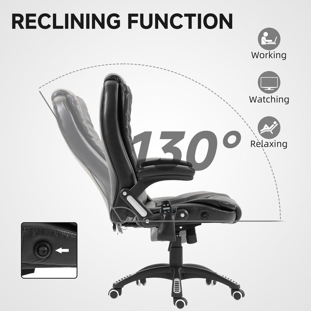 Reclining Massage Office Chair, Executive Office Chair with High Back, Swivel Wheels, Black