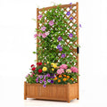 Raised Planter Bed with Tall Trellis, 71 Inch Fir Garden Bed for Climbing Plants