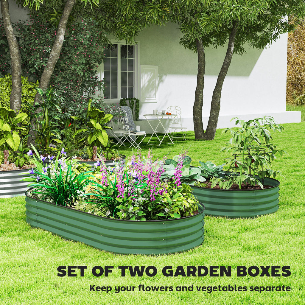 6' x 3' x 1' Large Outdoor Planter Box, Galvanized Raised Garden Bed with Metal Plant Stake, Light Green