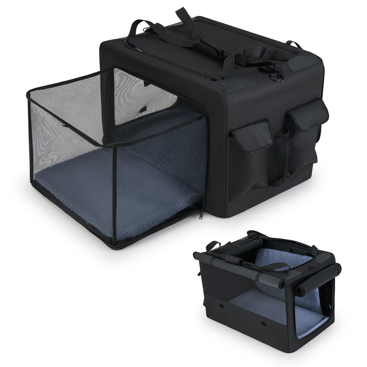 Portable Foldable Pet Carrying Bag with 2 Openings and Comfy Cushion-M