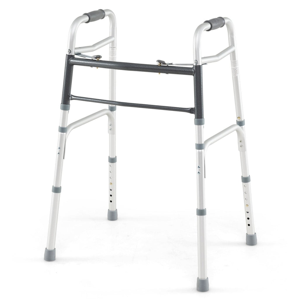 2-Button Folding Walker Lightweight with 7-Level Adjustable Height