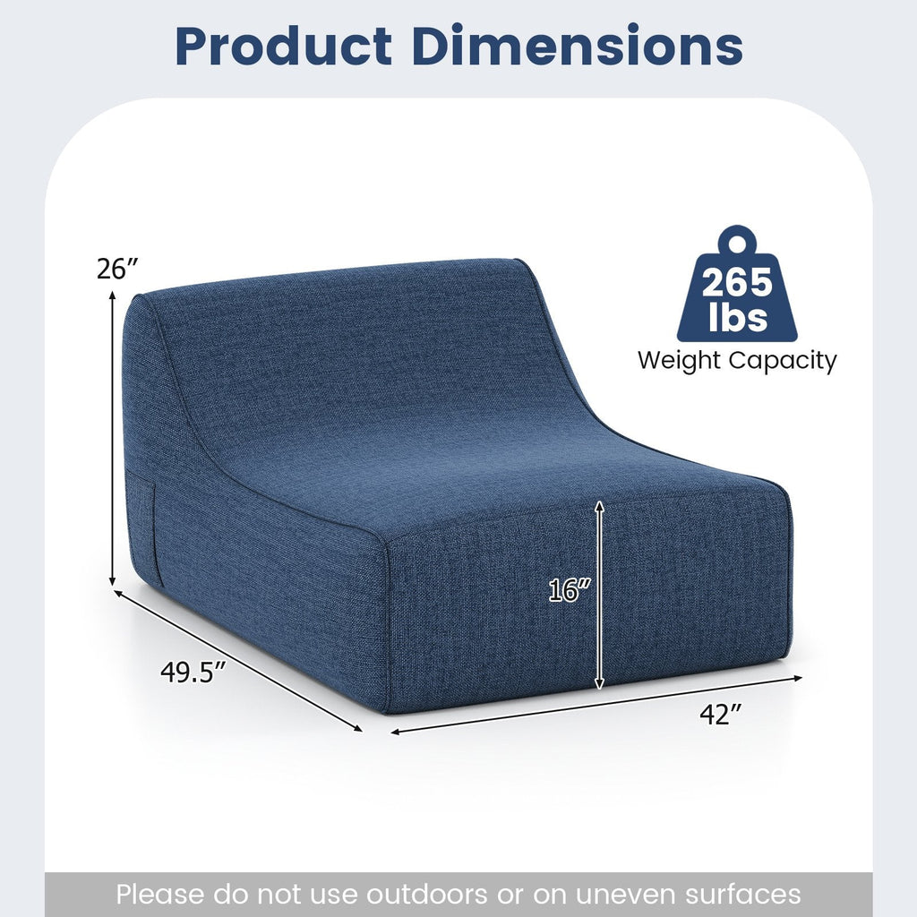 Portable L-Shaped Inflatable Lazy Sofa with Detachable Cover-Blue