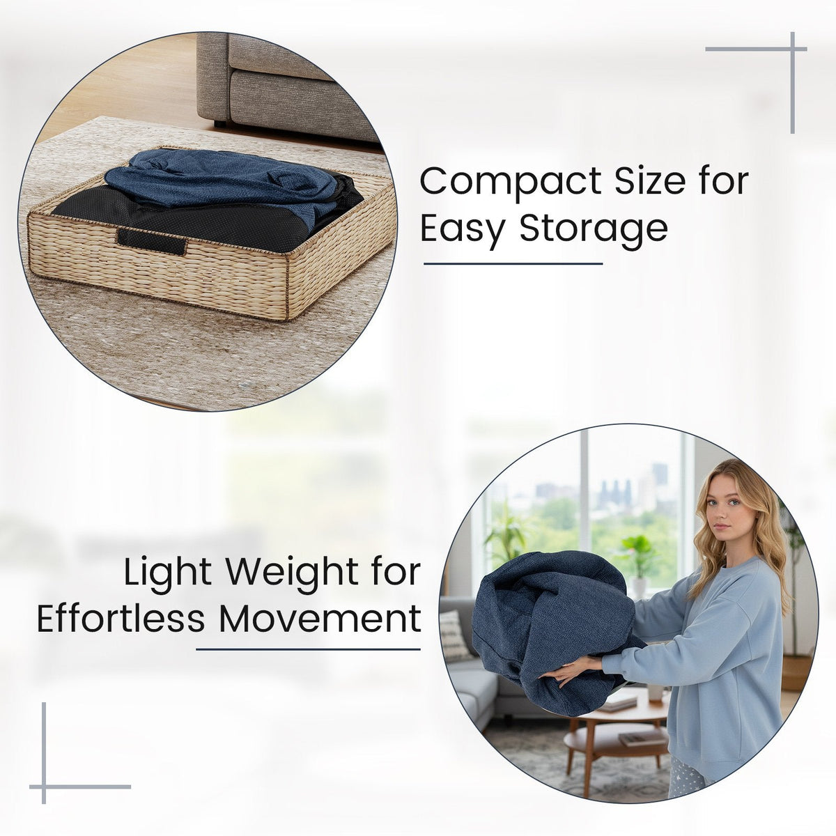 Portable L-Shaped Inflatable Lazy Sofa with Detachable Cover-Blue