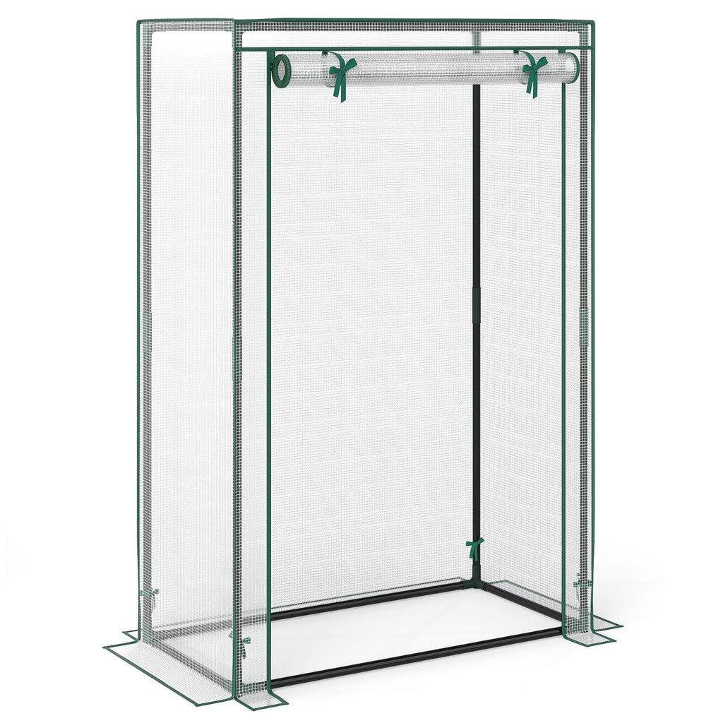 Portable Mini Greenhouse with Roll-Up Zippered Door-White