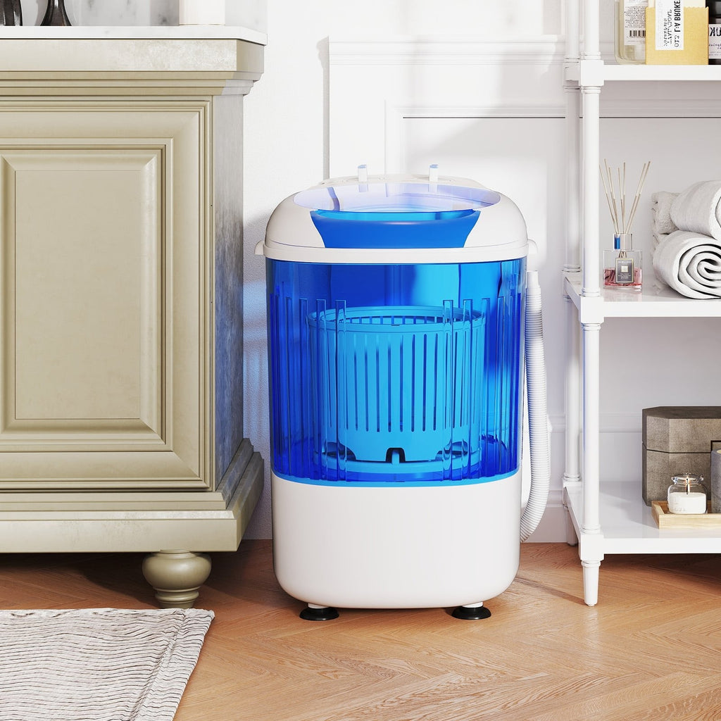 Portable Mini Semi-automatic Washing Machine with Spin Tub and Drain Hose 2.5 kg Capacity-Blue