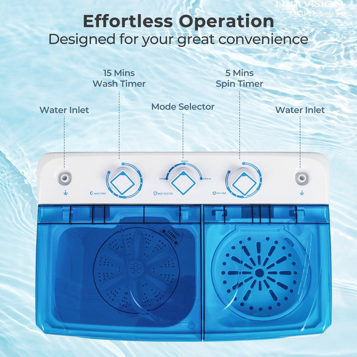 Portable Washing Machine with Built-in Drain Pump-Blue