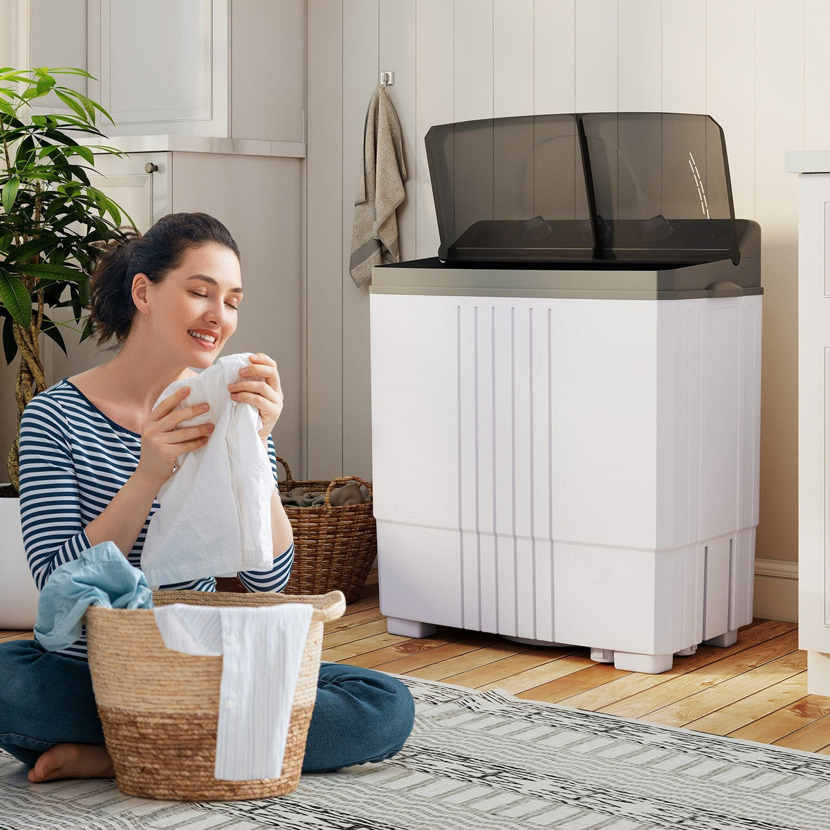 Portable Washing Machine with Built-in Drain Pump-Gray