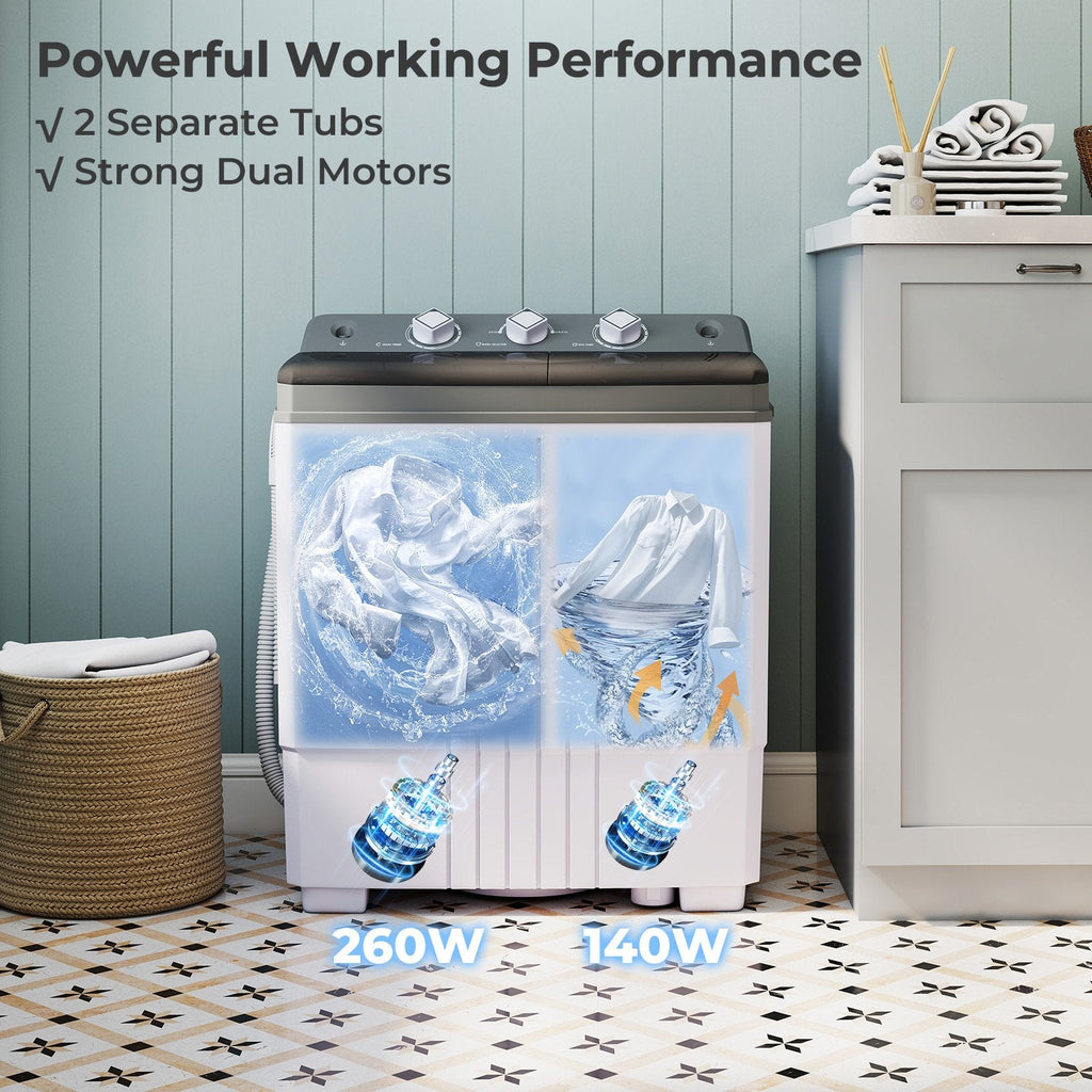 Portable Washing Machine with Built-in Drain Pump-Gray