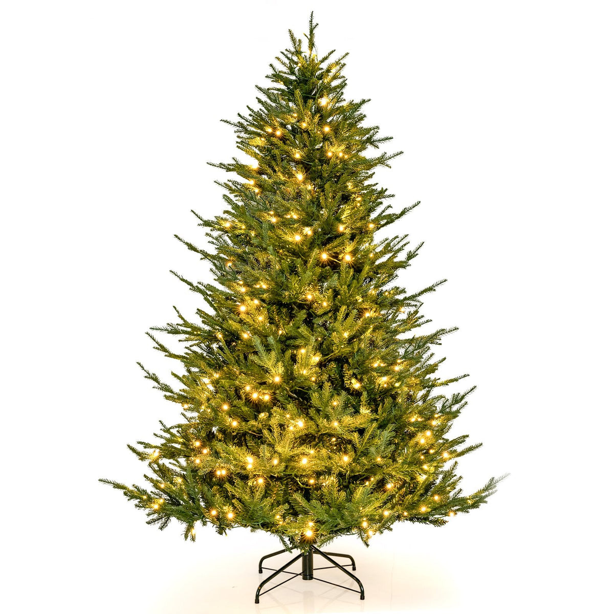 7 FT Pre-Lit Christmas Tree, PE and PVC Mixed Tips with 8 Lighting Modes