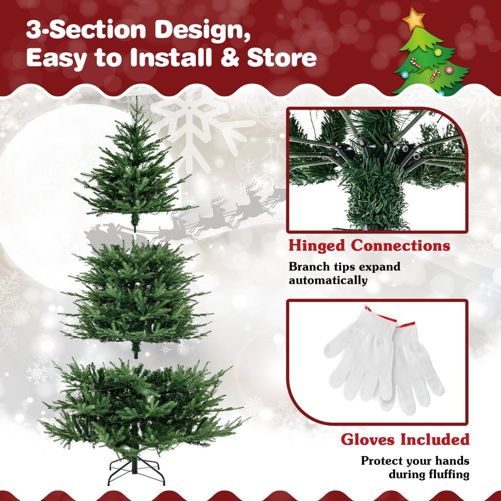 7 FT Pre-Lit Christmas Tree, PE and PVC Mixed Tips with 8 Lighting Modes