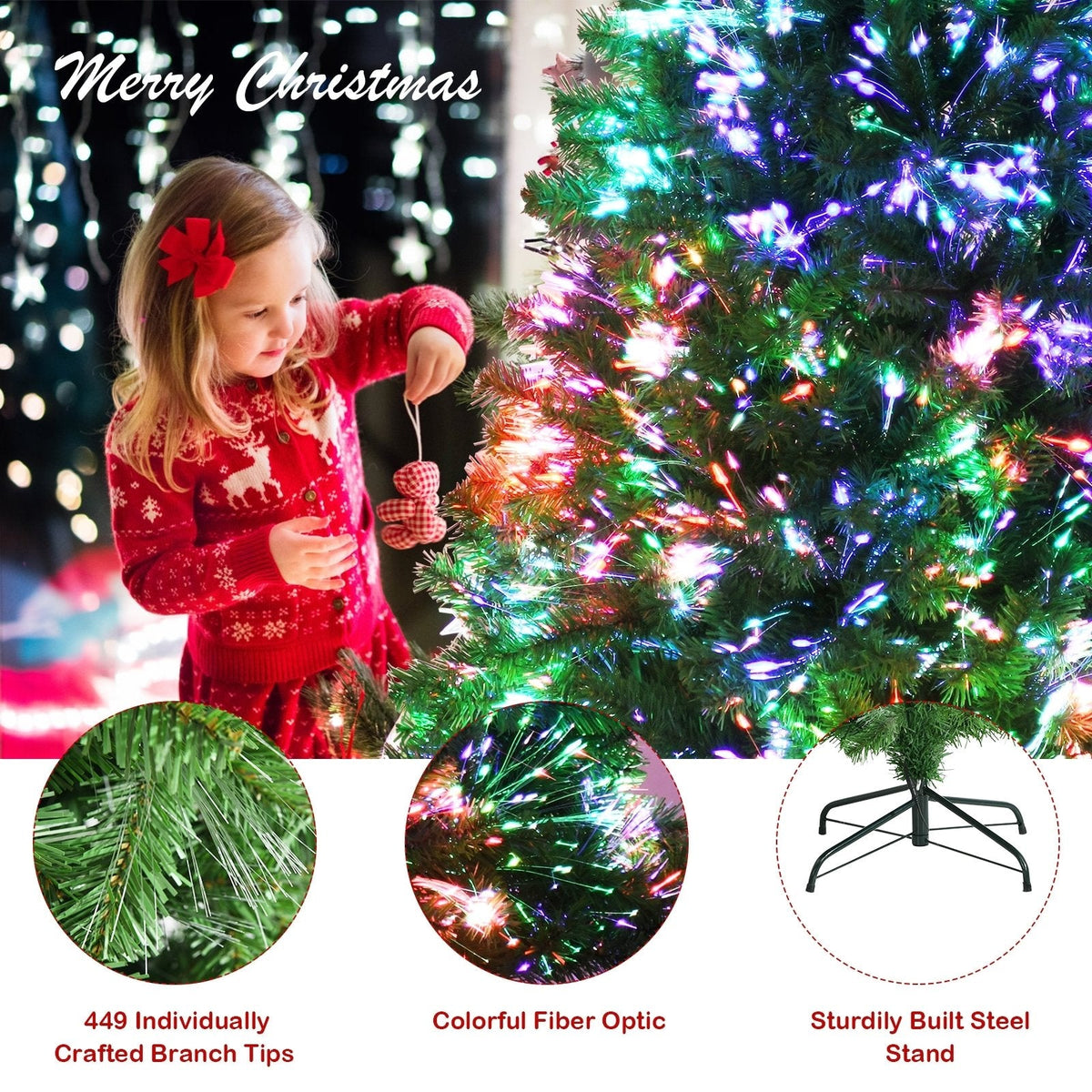 5 FT Fibre Optic Christmas Tree, 449 Branch Tips with Colour Changing Light