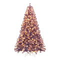7.5 FT Pre-Lit Deep Purple Tinsel Christmas Tree, 1300 Tips and 550 Warm White LEDs