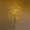 4 FT Pre-Lit White Birch Twig Tree with 48 Warm White LEDs, Bendable Branches