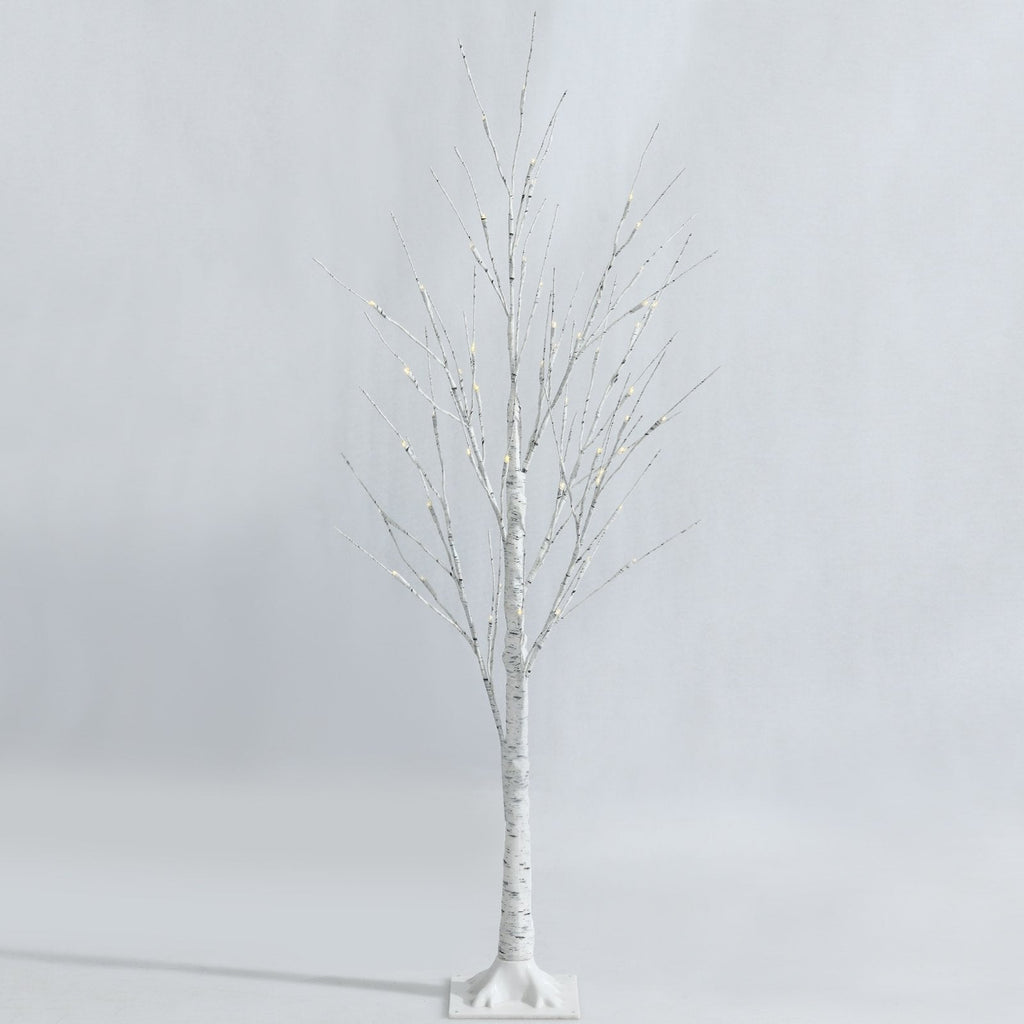 4 FT Pre-Lit White Birch Twig Tree with 48 Warm White LEDs, Bendable Branches