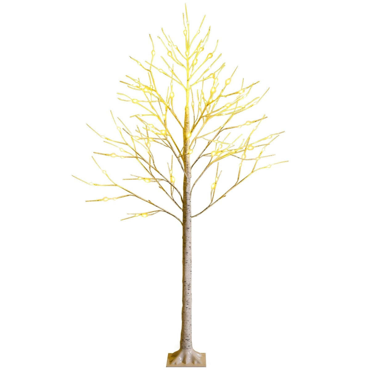 6 FT Pre-Lit White Birch Twig Tree with 96 Warm White LEDs, Bendable Branches