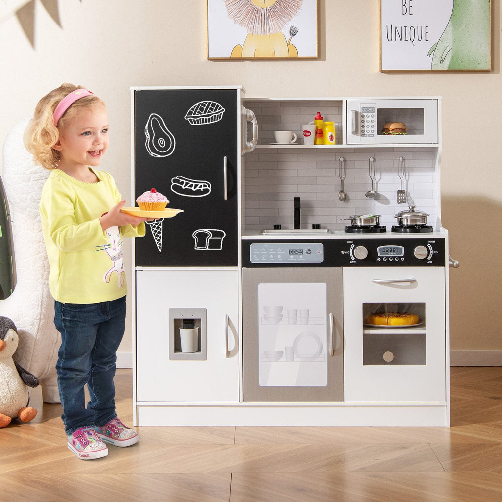 Pretend Play Kitchen with Utensils for Kids Aged 3+-Silver