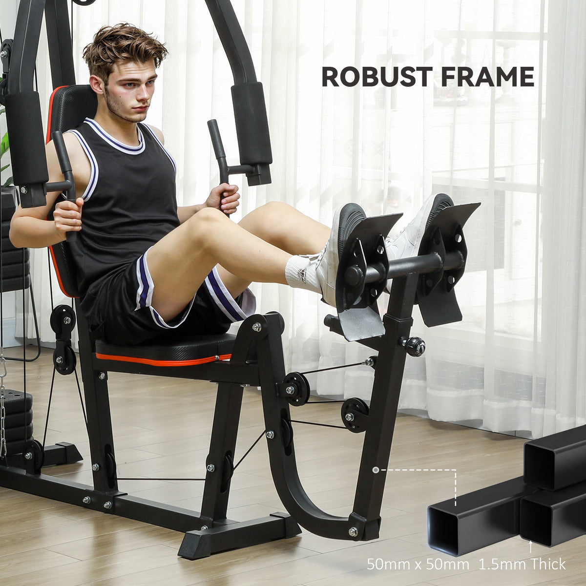 Home Gym Weights Machine, Multi Gym Lat Pulldown and Leg Workout Equipment with 99lbs Weight Stack