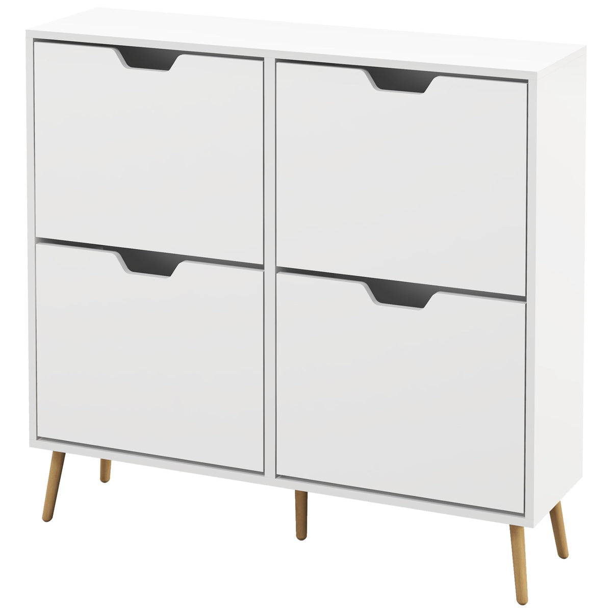 Shoe Storage Cabinet with 4 Flip Drawers and Adjustable Shelf, Shoe Cabinet for 8-16 Pairs of Shoes, Black