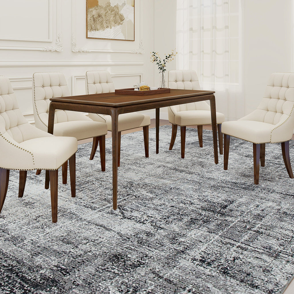 Area Rug for Living Room 5x7, Modern Abstract Machine Washable Rug, Non-Slip Carpet for Bedroom, Dining Room, Grey