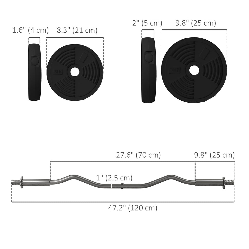 50LBS Barbell Weight Set, Adjustable Weights with Curl Bar for Home Gym Women and Men Weight Lifting Training