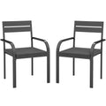 2 Piece Outdoor Dining Chairs with Aluminum Frame, Soft Cushion, for Deck, Garden, Balcony, Poolside, Grey