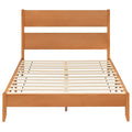 Queen Bed Frame with Headboard and Solid Wood Legs 12 Slats-Warm Brown