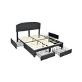 Queen Upholstered Storage Bed with 4 Drawers and Height Adjustable Headboard, Grey