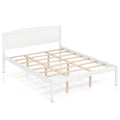 Queen Size Wooden Platform Bed Frame with Curved Headboard-White