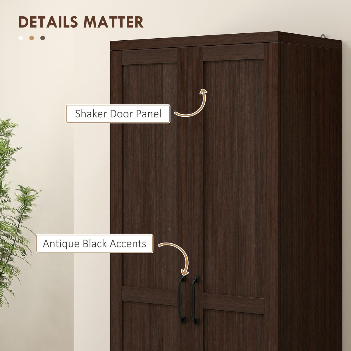 63" Kitchen Storage Cabinet, 5-tier Pantry Cabinet with Doors and Adjustable Shelves for Dining Room, Black