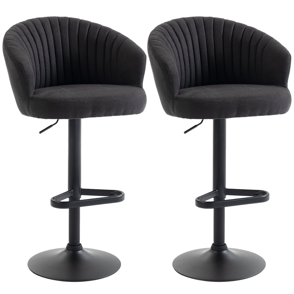 Bar Stools Set of 2, Swivel Counter Height Barstools with Back, Footrest, Adjustable Height, Beige