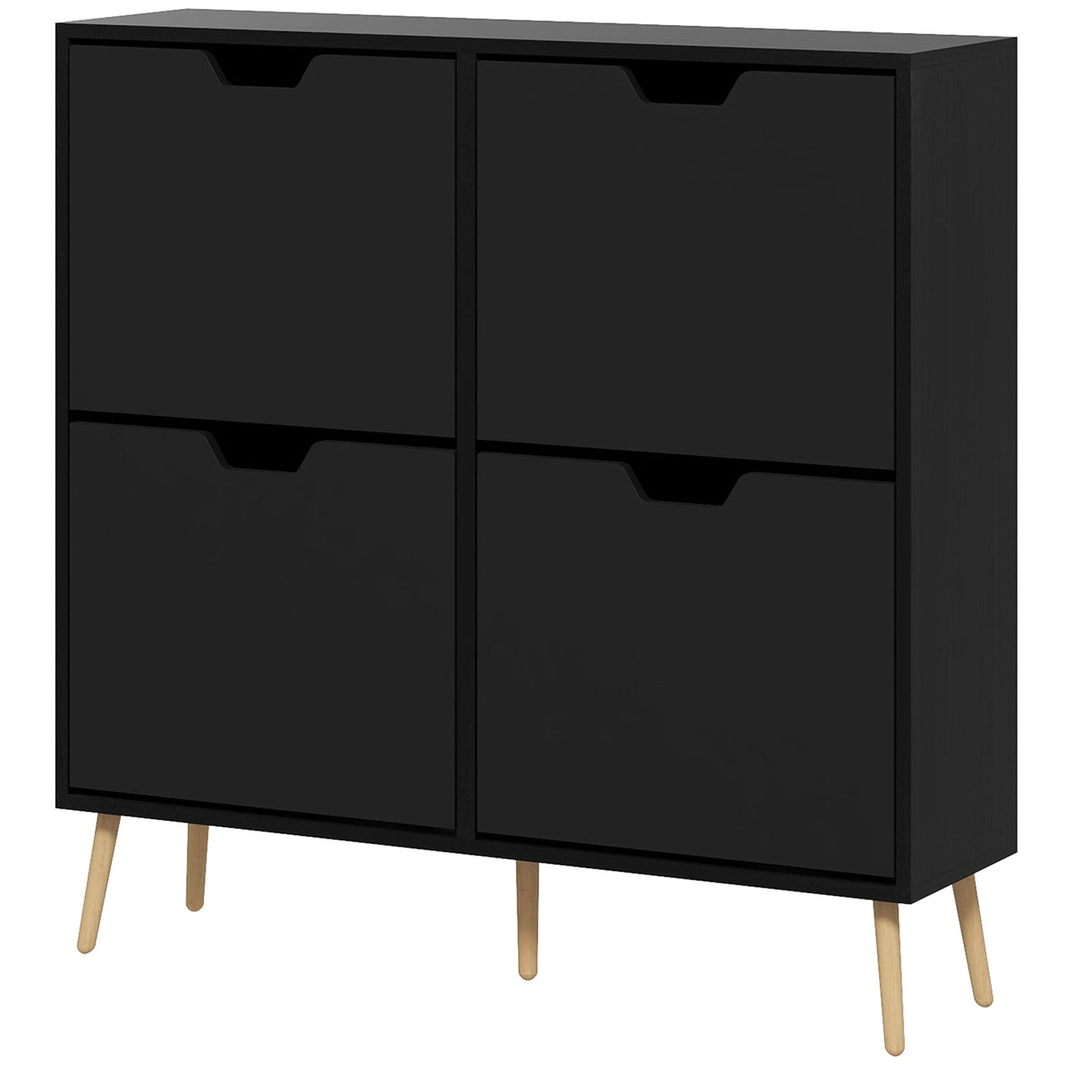 Shoe Storage Cabinet with 4 Flip Drawers and Adjustable Shelf, Shoe Cabinet for 8-16 Pairs of Shoes, Black