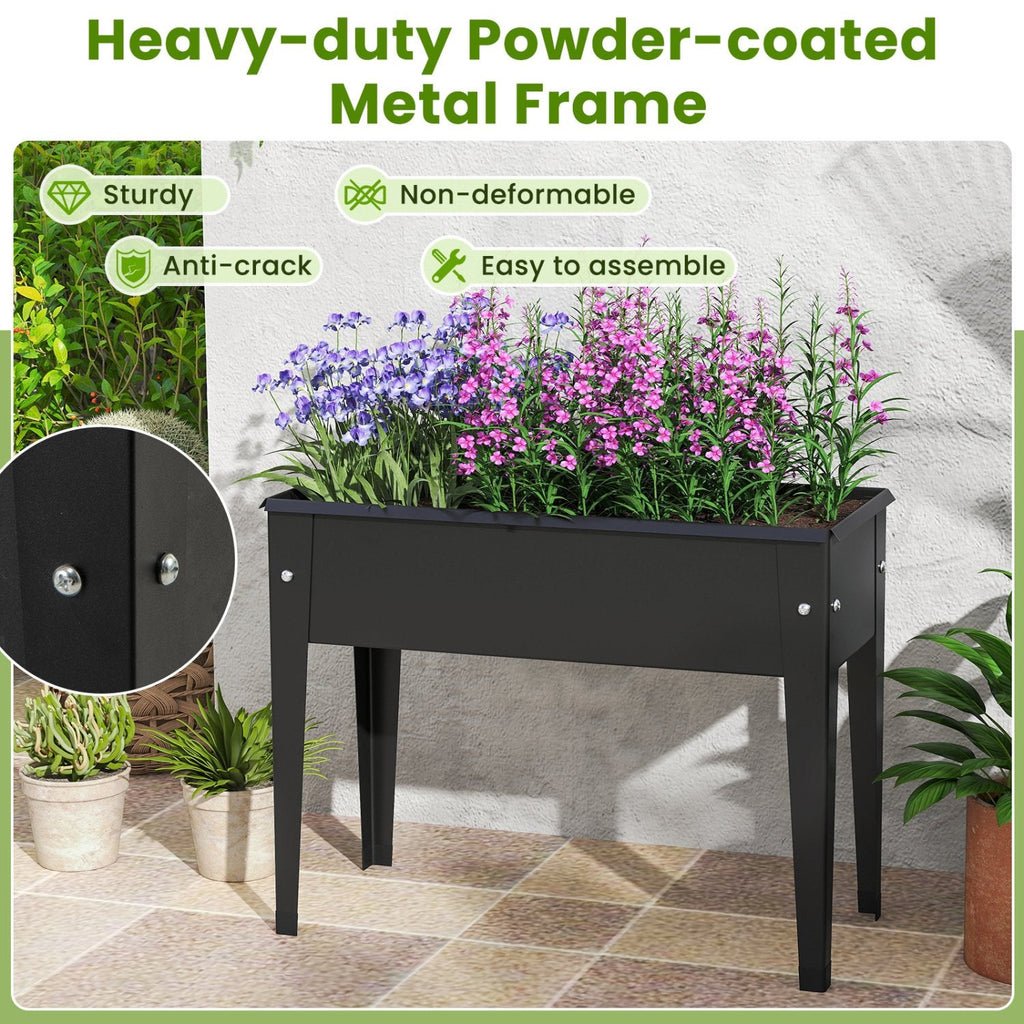 Raised Garden Bed Elevated Metal Planter Box with Legs Drainage Holes-S