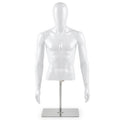 Plastic Half Body Head Turn Male Mannequin with Base
