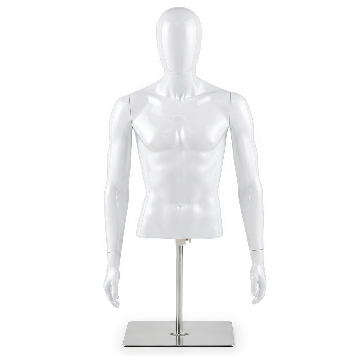 Plastic Half Body Head Turn Male Mannequin with Base