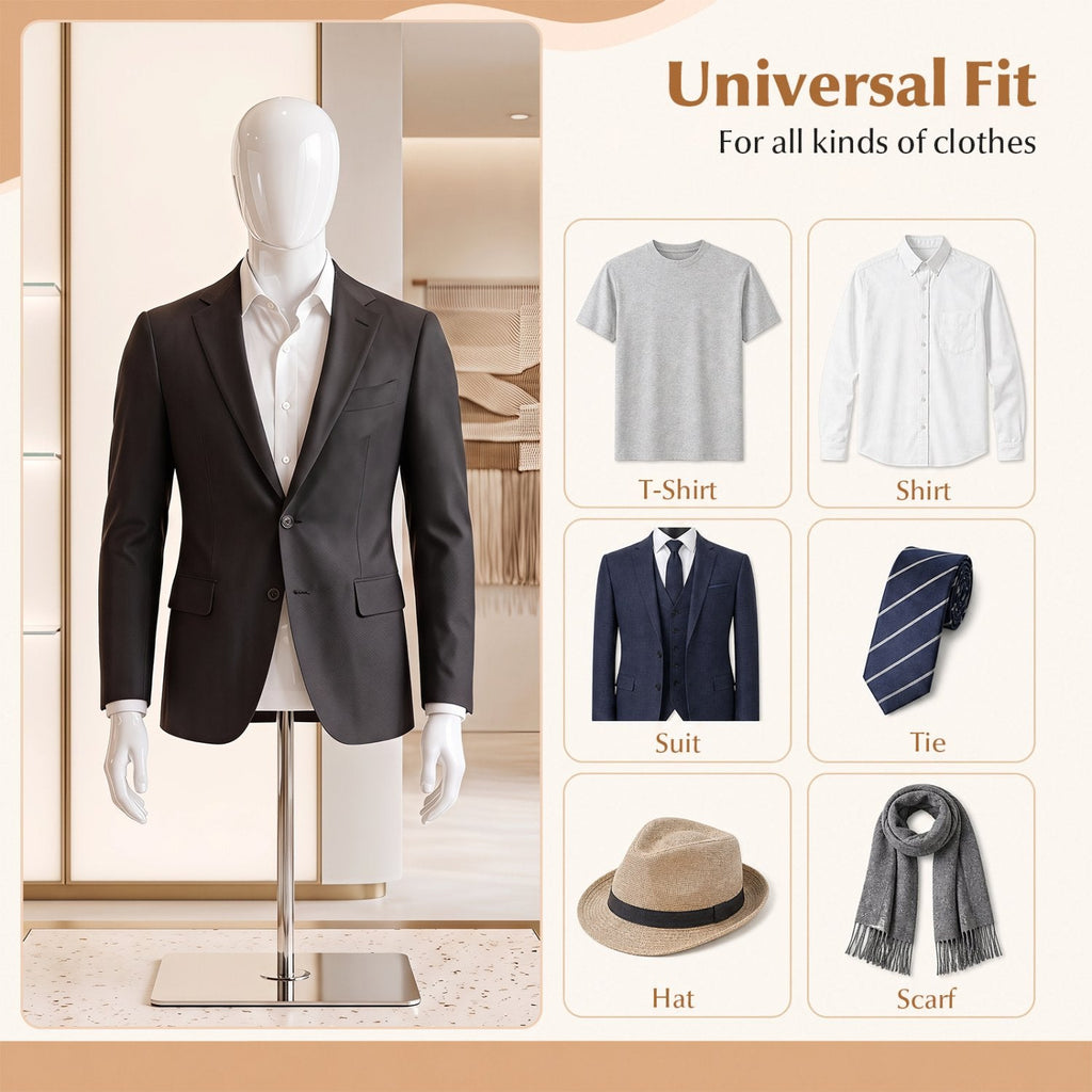 Plastic Half Body Head Turn Male Mannequin with Base