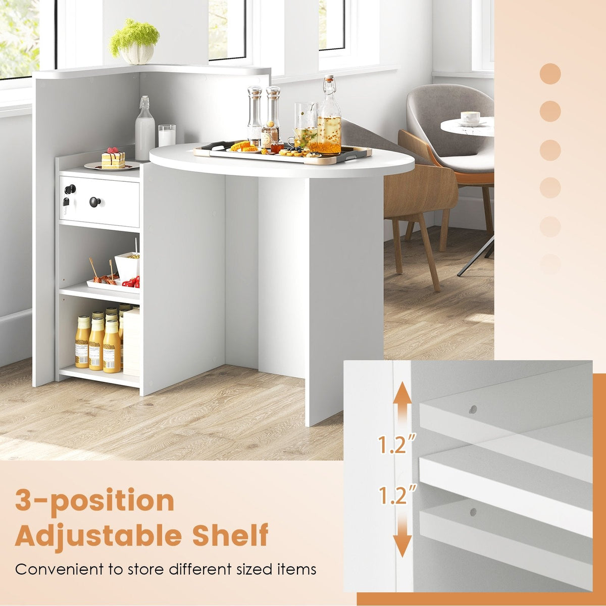 Reception Office Desk with Open Shelf and Lockable Drawer-White
