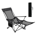 Reclining Camping Chair with Removable Footrest and Adjustable Backrest-Gray