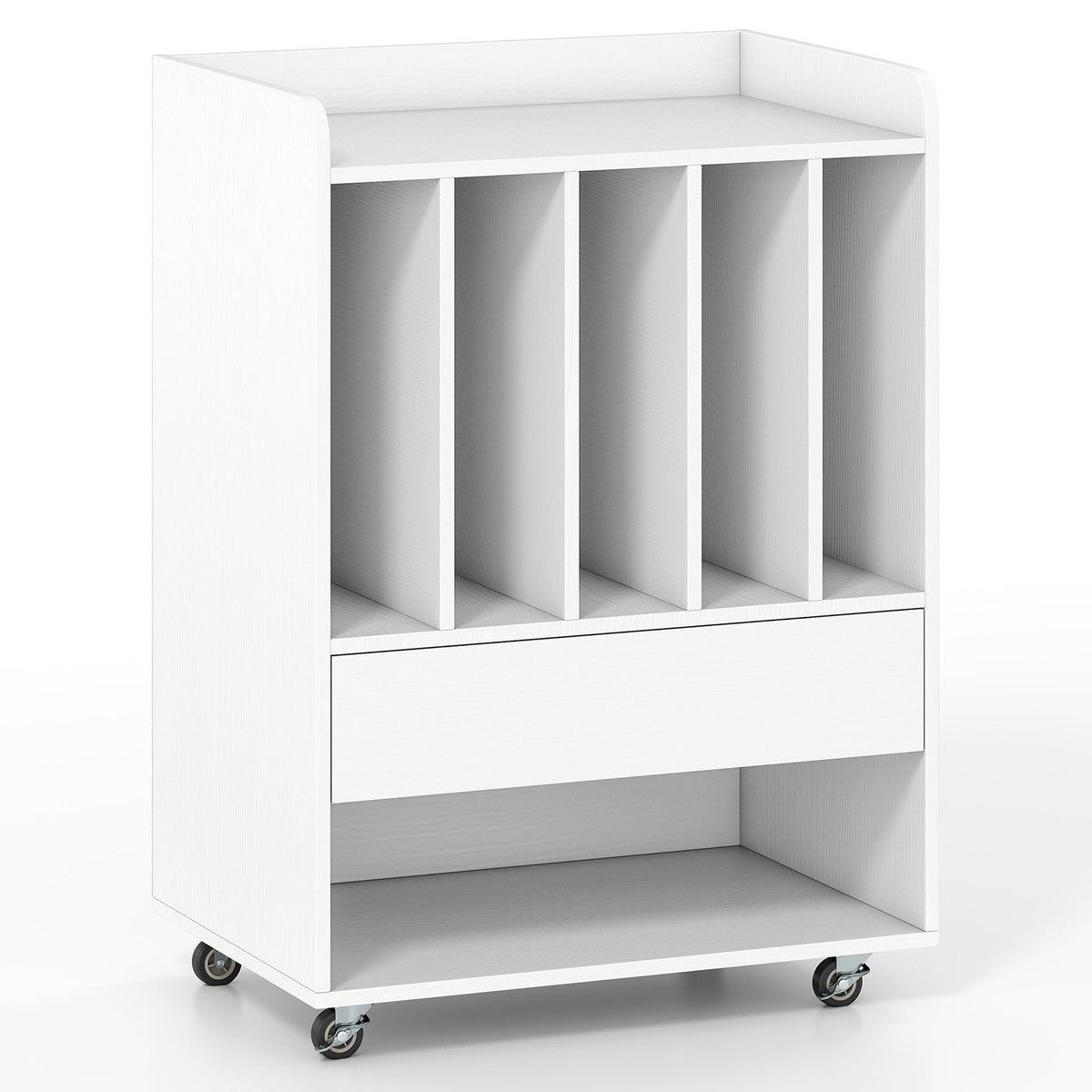 Record Player Stand Turntable Stand with Drawer and Record Holder-White