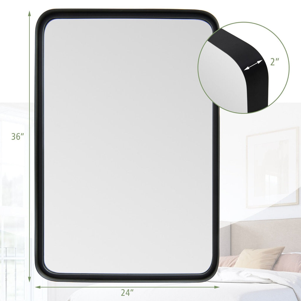 Rectangular Wall Mount Bathroom Mirror with Solid Steel Frame-L